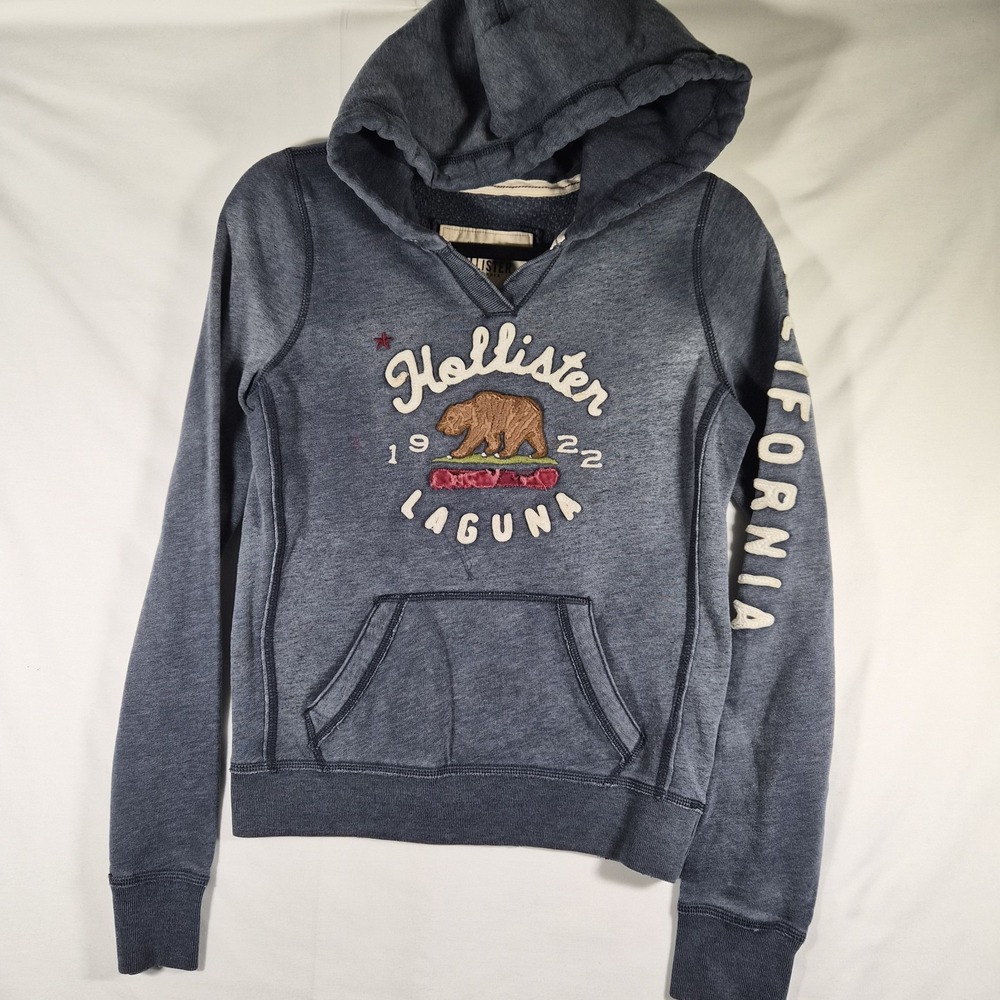 2000s Y2K Hollister California Hoodie Womens M Laguna Bear Spellout Blue...